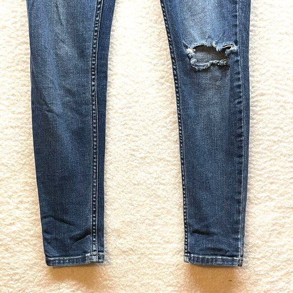 Calvin Klein Womens High Waist Legging Jeans 28 Blue Distressed Skinny Stretch - Picture 5 of 12